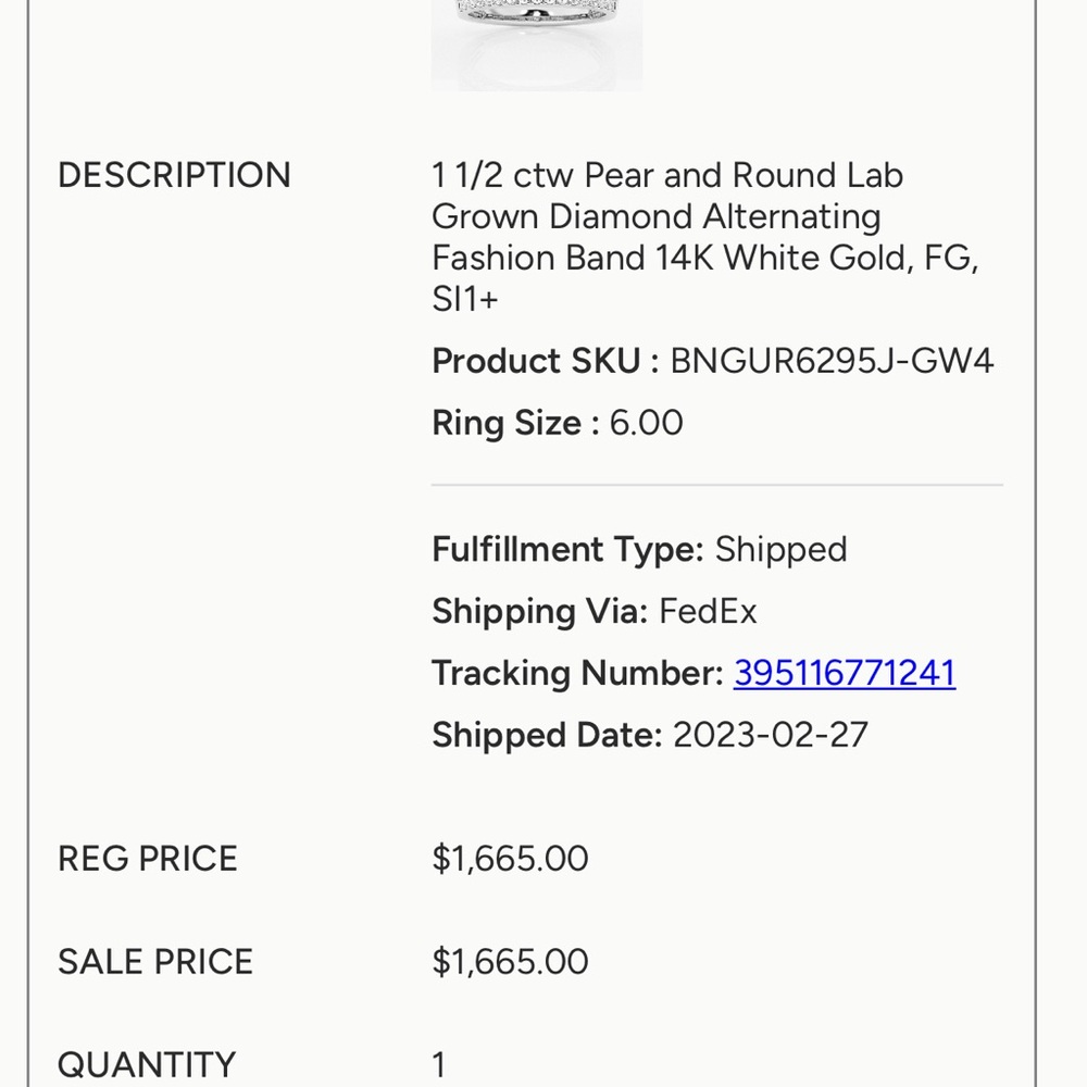 1.5 Diamond Ring in 14k white gold - Picture 4 of 5